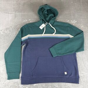 Marine Layer Archive Cloud 9 Fleece Hoodie Mens Large Green Navy Blue $118 NWT